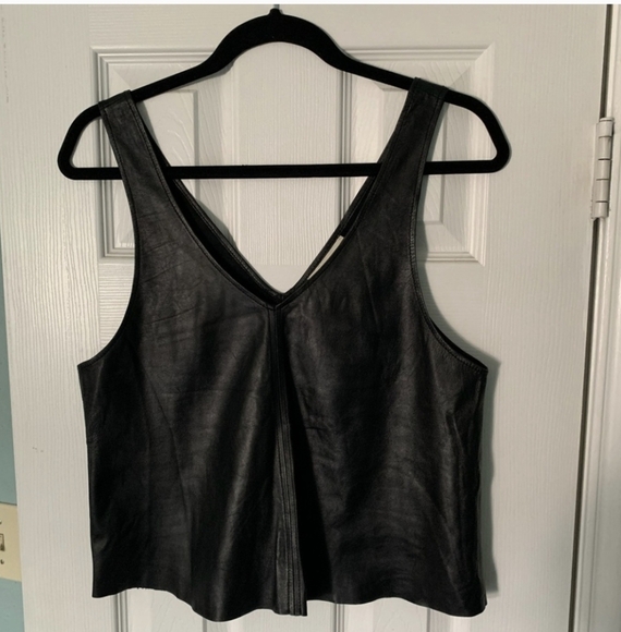 Kova&T 100% Leather Real Soft Black Leather Deep V-neck Shirt - Picture 4 of 8